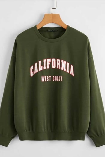 Mad Girls Khaki Crew-Neck Women Sweatshirt MG789