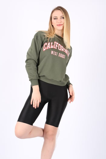 Mad Girls Khaki Crew-Neck Women Sweatshirt MG789