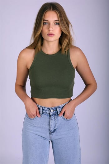Mad Girls Khaki Crop Top MG1113