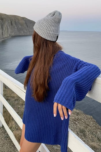 Mad Girls Oversize Indigo Sweater MG1297