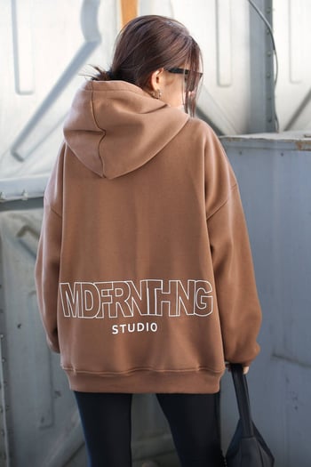 Mad Girls Brown Printed Oversize Sweatshirt MG1287