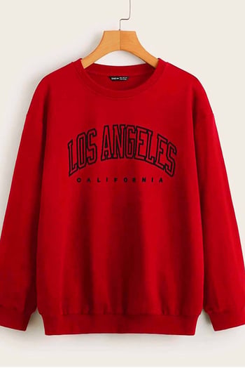 Mad Girls Printed Red Sweatshirt MG780