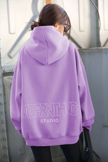 Mad Girls Lila Baskılı Oversize Sweatshirt MG1287