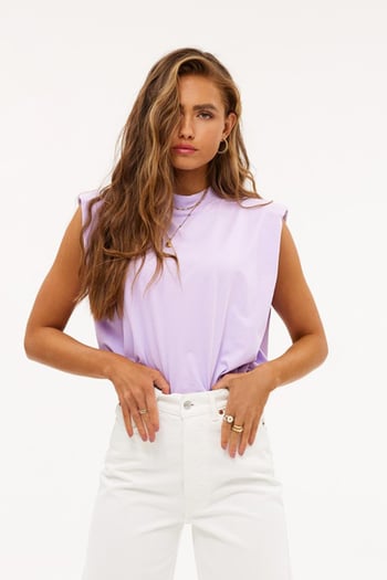 Mad Girls Lilac Sleeveless T-Shirt MG900