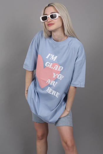 Mad Girls Printed Blue T-Shirt MG1202