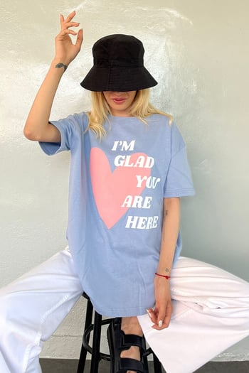 Mad Girls Printed Blue T-Shirt MG1202