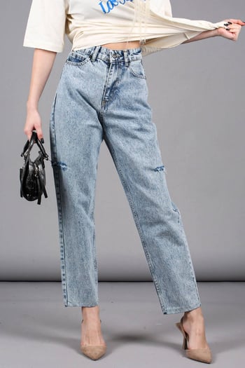 Mad Girls Mavi Yandan Yırtık Detaylı  Jean MG1159