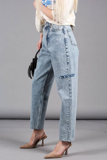 Mad Girls Mavi Yandan Yırtık Detaylı  Jean MG1159