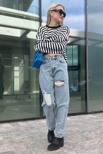 Mad Girls Blue Palazzo Jeans Mg1156
