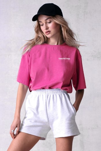 Madmext Unisex Pembe Baskılı Tişört Mg1197