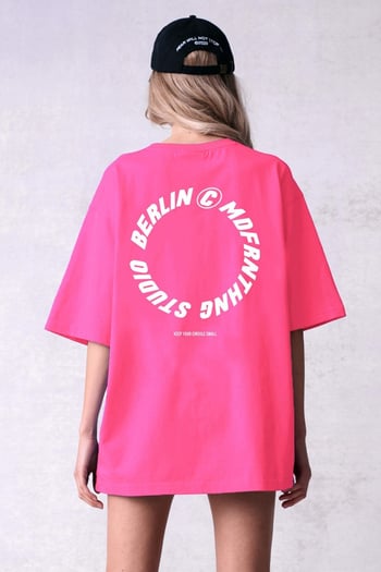 Madmext Unisex Pembe Baskılı Tişört Mg1197