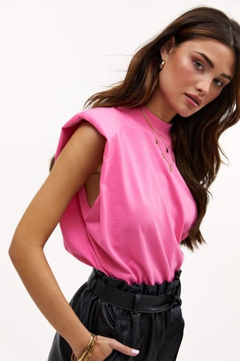 Mad Girls Pink Sleeveless T-Shirt MG900