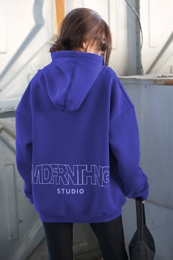 Mad Girls Blue Printed Oversize Sweatshirt MG1287