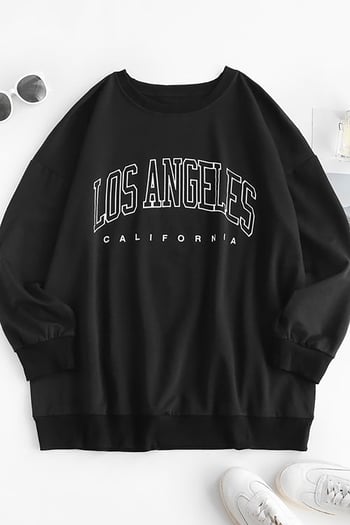 Mad Girls Siyah Baskılı Oversize Kadın Sweatshirt MG780