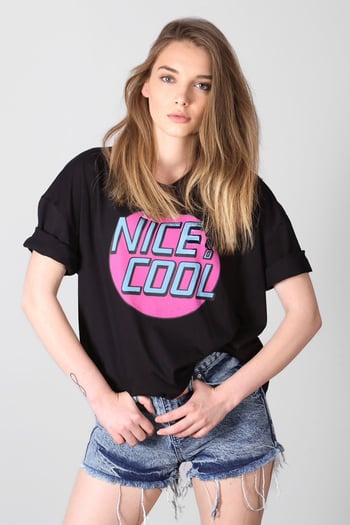Mad Girls Printed Black T-shirt Mg1149