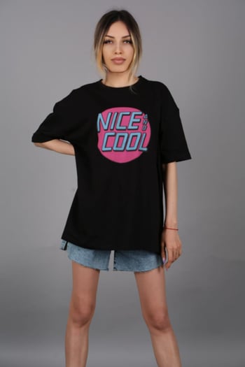 Mad Girls Printed Black T-shirt Mg1149