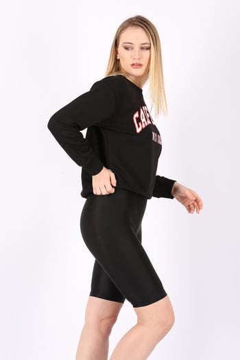 Mad Girls Black Crew-Neck Women Sweatshirt MG789