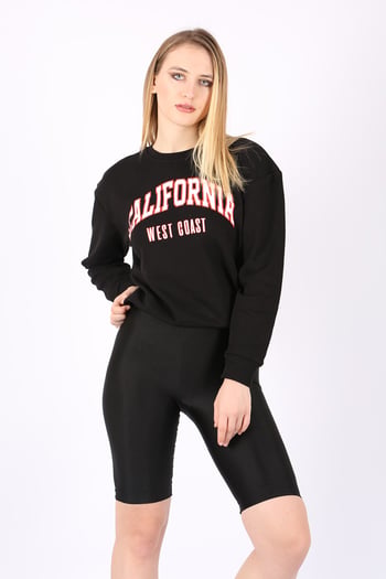 Mad Girls Black Crew-Neck Women Sweatshirt MG789
