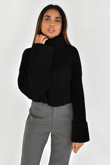 Mad Girls Black Turtleneck Sweater MG1402