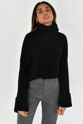 Mad Girls Black Turtleneck Sweater MG1402