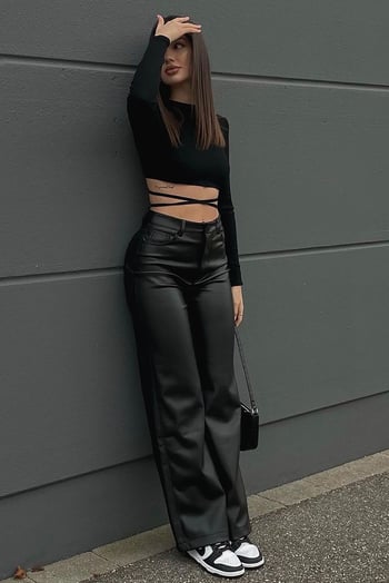 Mad Girls Black Leather Pants MG1316