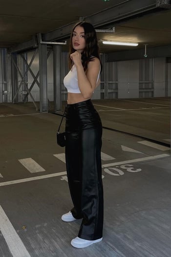 Mad Girls Black Leather Pants MG1316