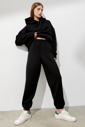 Kadın Siyah Comfort Fit Eşofman Altı MG1353