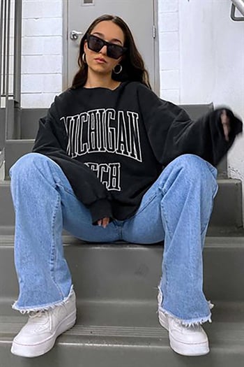 Mad Girls Siyah Kadın Sweatshirt MG922