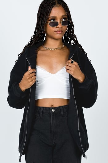 Mad Girls Black Hoodie Sweatshirt Mg1223