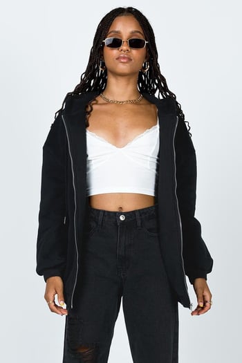 Mad Girls Black Hoodie Sweatshirt Mg1223