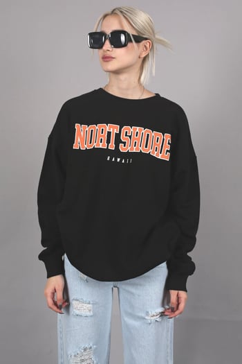 Mad Girls Black Printed Sweatshirt MG767