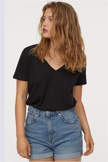 Mad Girls Black V-neck T-shirt MG310