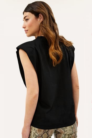 Mad Girls Black Sleeveless T-Shirt MG900