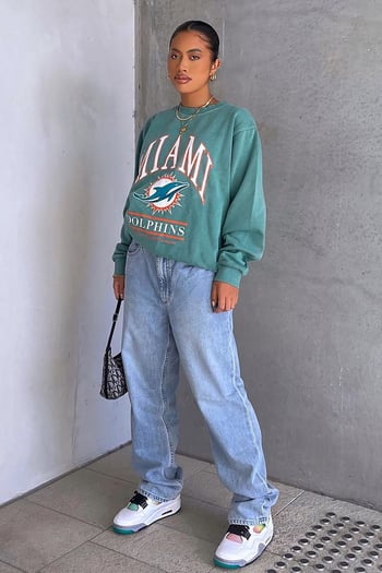 Mad Girls Sea Green Printed Sweatshirt MG1269