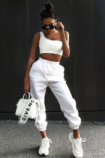 Mad Girls White One Shoulder Strappy Crop Top MG325