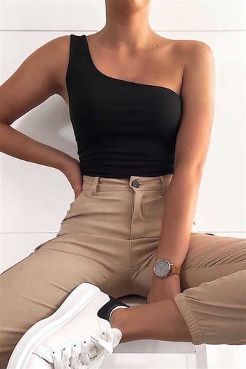 Mad Girls Black One Shoulder Strappy Crop Top MG325