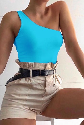 Mad Girls Tek Omuz Koyu Yeşil Askılı Body MG325