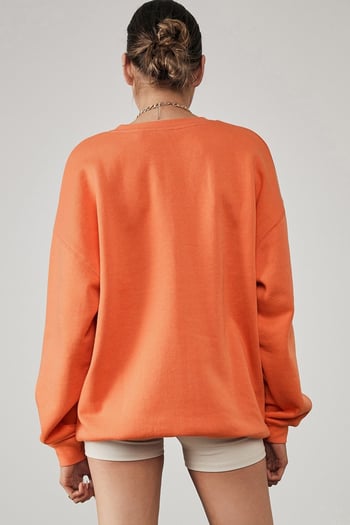 Mad Girls Printed Orange Sweatshirt Mg1210 