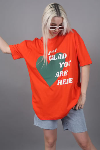 Mad Girls Turuncu Baskılı Tişört Mg1202