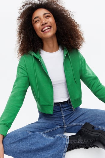 Mad Girls Yeşil Crop Sweatshirt MG1355
