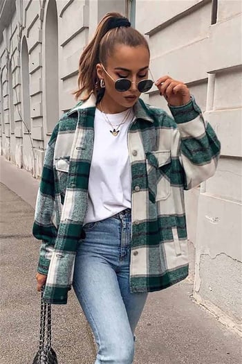 Mad Girls Oversize Green Lumberjack Shirt MG042