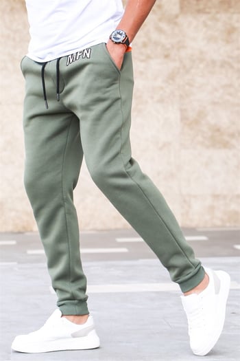Madmext 3-Thread Fleece Khaki Sweatpants For Men 5427