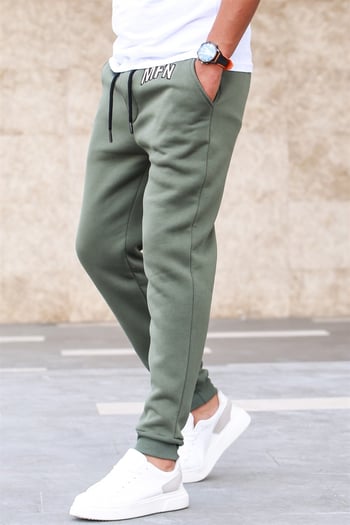 Madmext 3-Thread Fleece Khaki Sweatpants For Men 5427