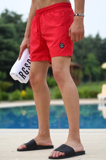 Madmext Red Printed Swim Wear Short 2944