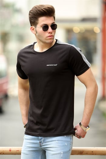 Madmext Black Basic T-shirt for Men 4513
