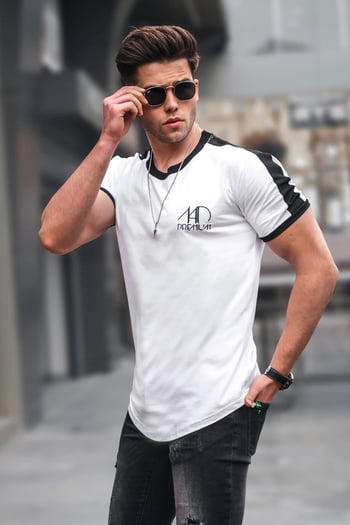 Madmext Men Printed White T-shirt 4472