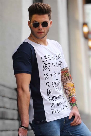 Madmext White Printed T-shirt for Men 3020