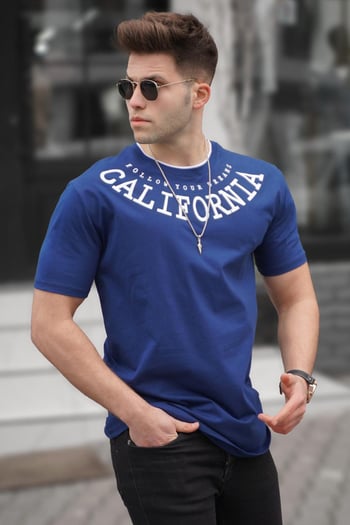 Madmext Baskılı Lacivert T-Shirt 5368