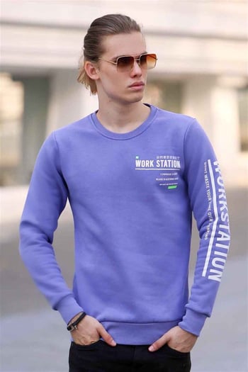 Madmext Baskılı Mor Sweatshirt 4161