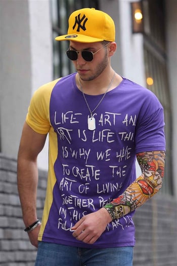 Madmext Purple Printed T-shirt for Men 3020